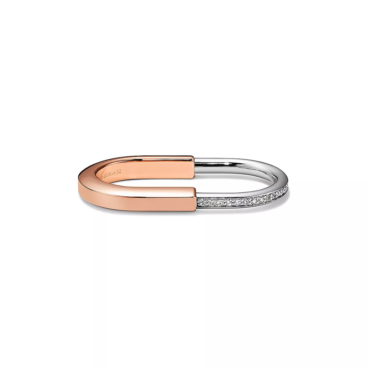 [Hevara Jewelry]LOCK RING TOW-FINGER ROSE AND WHITE GOLD DIAMONDS
