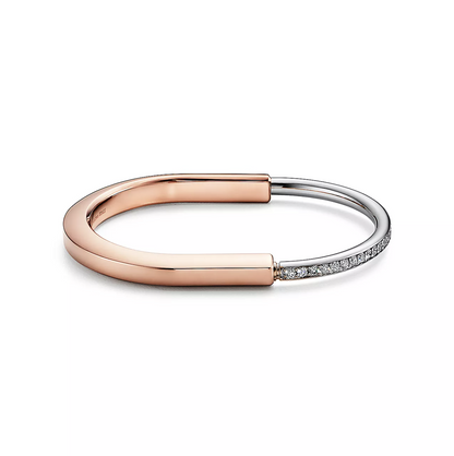 [Hevara Jewelry]LOCK BRACELET ROSE AND WHITE GOLD DIAMOND