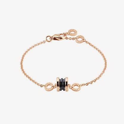 [⭐Hevara Jewelry]ZERO 1 SOFT PINK GOLD AND BLACK CERAMIC BRACELET