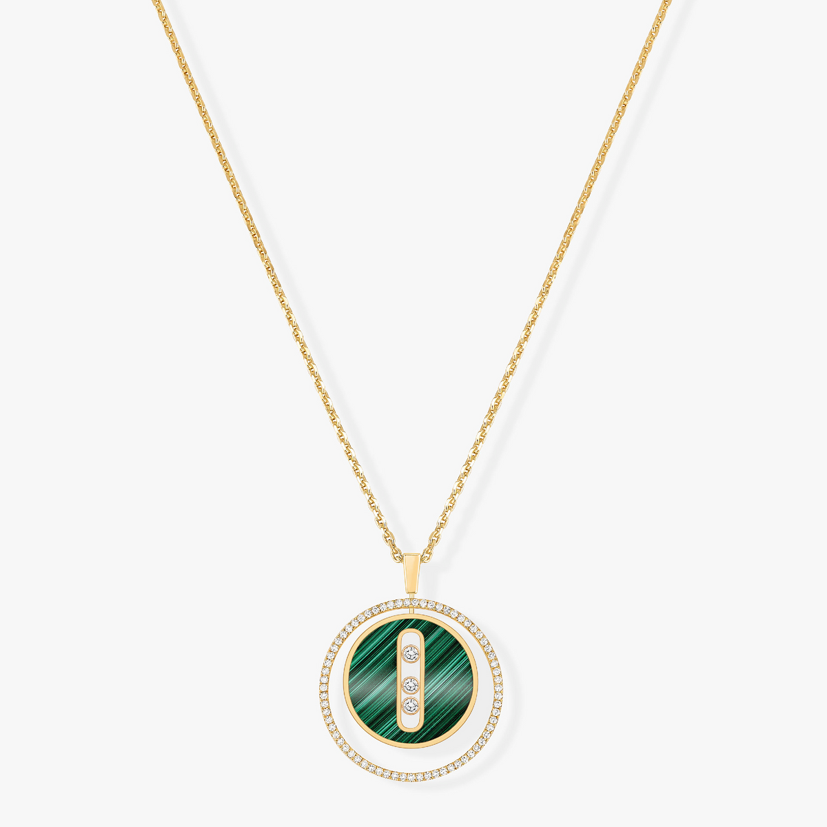 [⭐Hevara Jewelry]Demo MOVE 3 DIAMOND MALACHITE GOLD DIAMOND NECKLACE