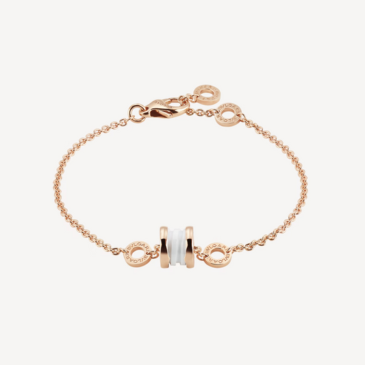 [⭐Hevara Jewelry]ZERO 1 SOFT PINK GOLD AND WHITE CERAMIC BRACELET