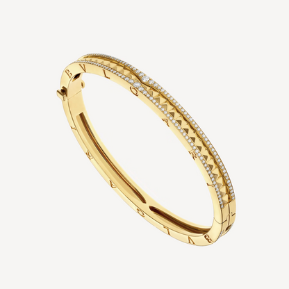 [⭐Hevara Jewelry]ZERO 1 SPIRAL AND PAVED DIAMOND GOLD BRACELET