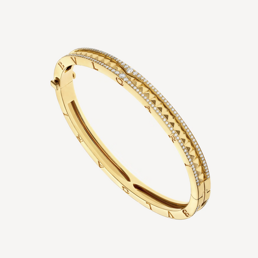 [⭐Hevara Jewelry]ZERO 1 SPIRAL AND PAVED DIAMOND GOLD BRACELET
