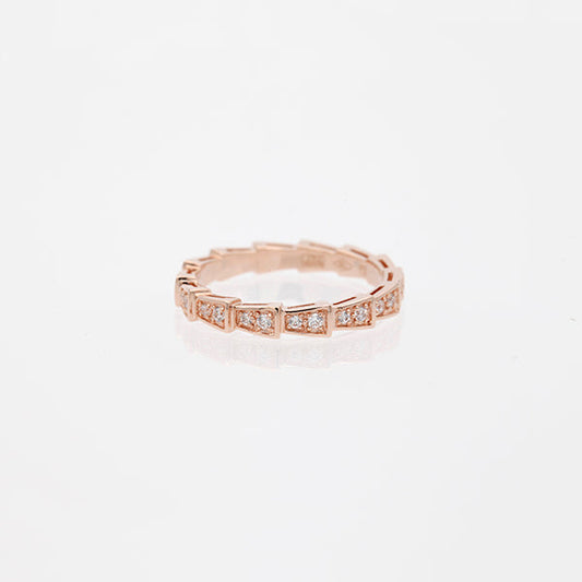 [⭐Hevara Jewelry]SERPENTI RING PINK GOLD DIAMOND PAVED 3MM