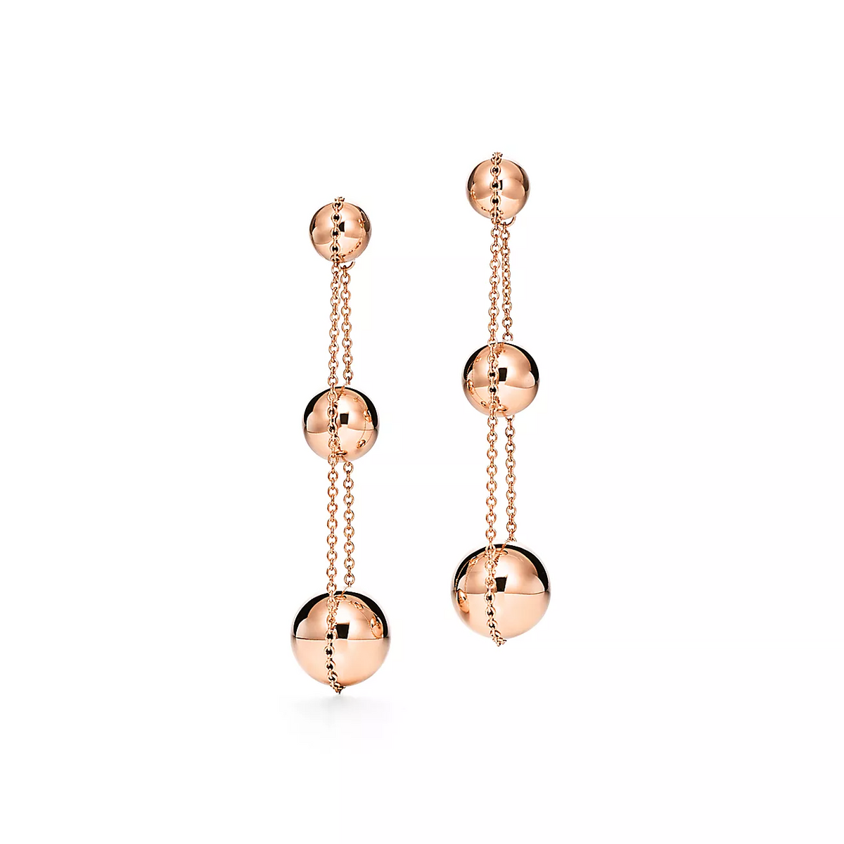 [Hevara Jewelry]TRIPLE DROP PINK GOLD EARRINGS