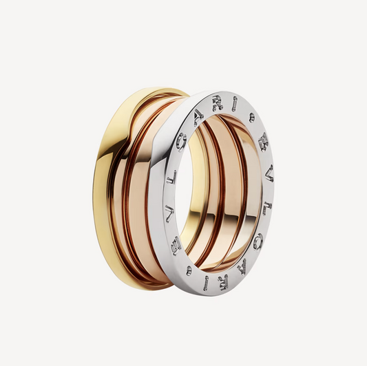 [⭐Hevara Jewelry]ZERO 1 THREE-BAND ROSE WHITE AND YELLOW RING