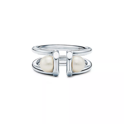 [Hevara Jewelry]DOUBLE PEARL SILVER RING