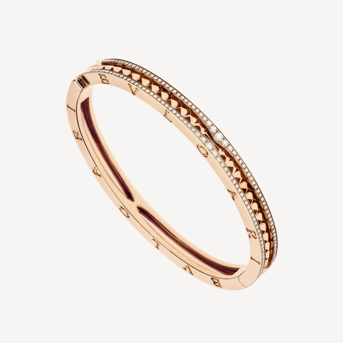 [⭐Hevara Jewelry]ZERO 1 SPIRAL AND PAVED DIAMOND PINK GOLD BRACELET