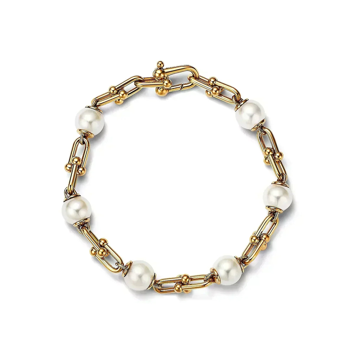 [Hevara Jewelry]LINK BRACELET GOLD WITH FRESHWATER PEARLS