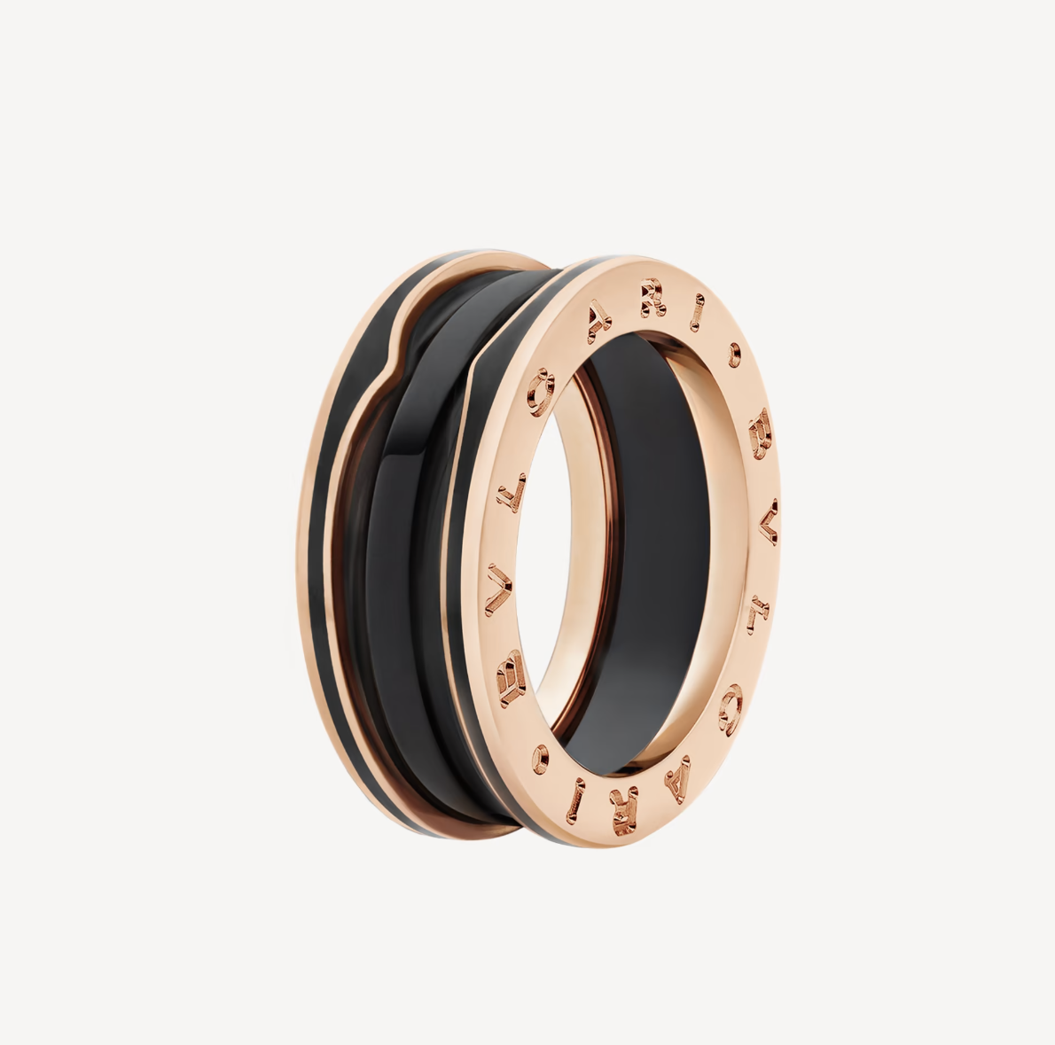[⭐Hevara Jewelry]ZERO 1 TWO-BAND WITH MATTE BLACK CERAMIC PINK GOLD RING