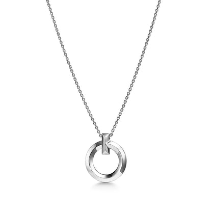 [Hevara Jewelry]T CIRCLE PENDENT SILVER NECKLACE
