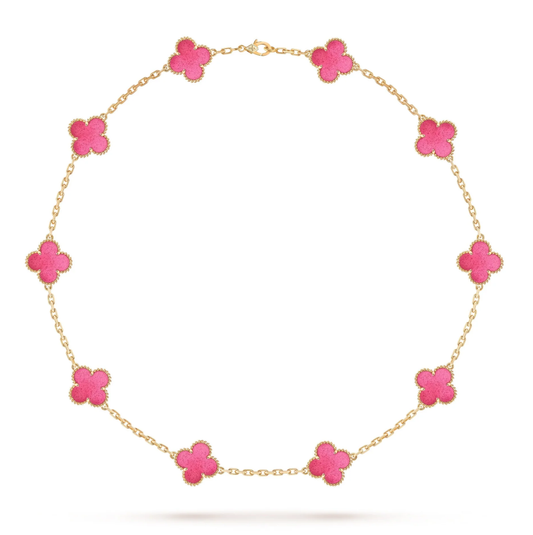 [⭐Hevara Jewelry]CLOVER 10 MOTIFS  NEW BUBBLE PINK ENAMEL