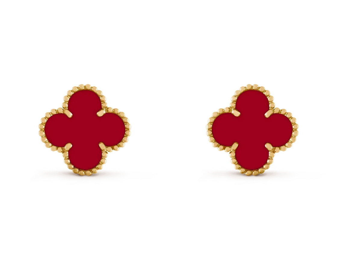 [⭐Hevara Jewelry] CLOVER 20MM RED AGATE EARRINGS