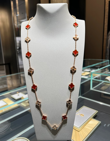 [⭐Hevara Jewelry]CLOVER 20 MOTIFS LASER CARNELIAN NECKLACE