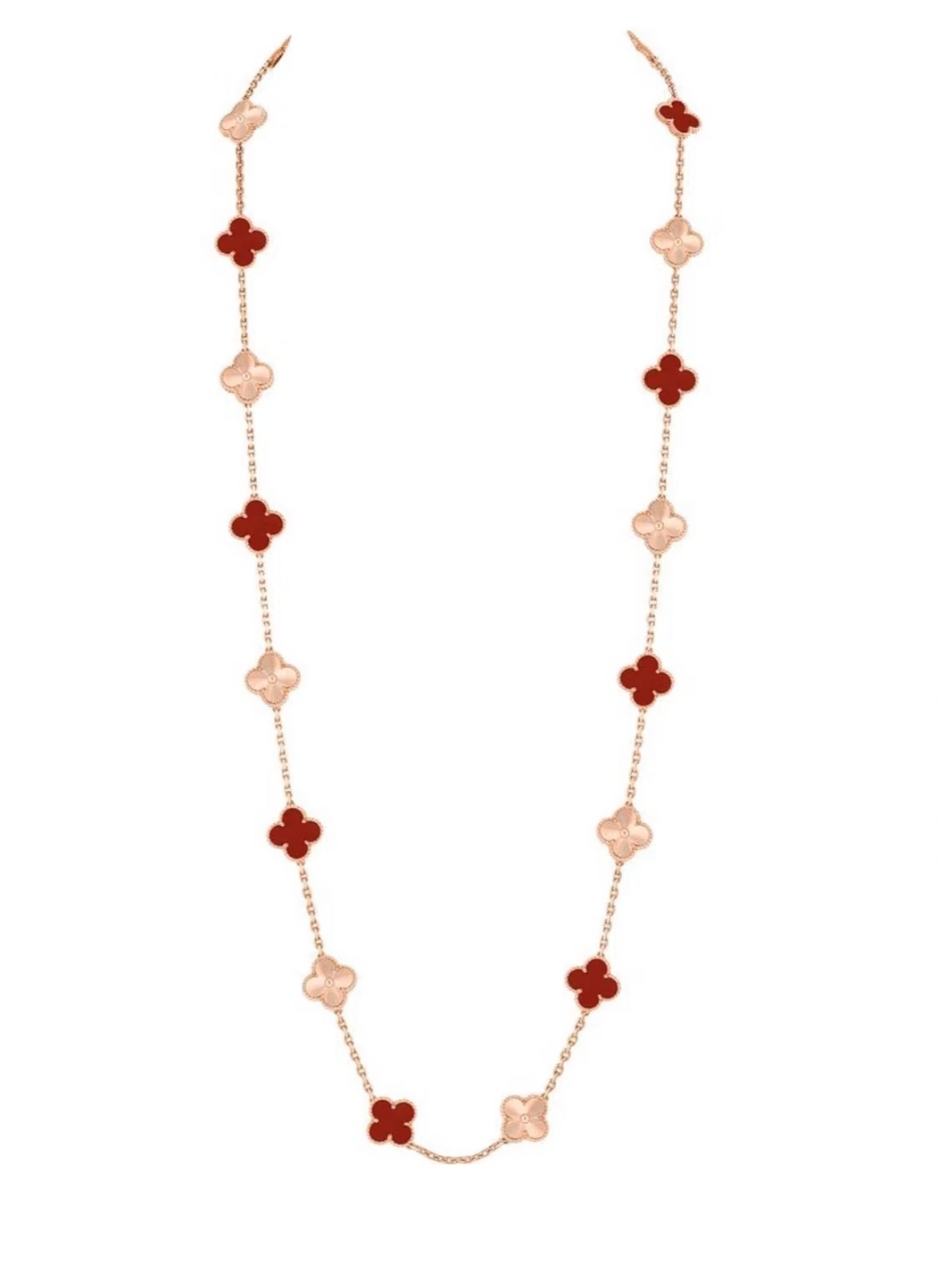 [⭐Hevara Jewelry]CLOVER 20 MOTIFS LASER CARNELIAN NECKLACE
