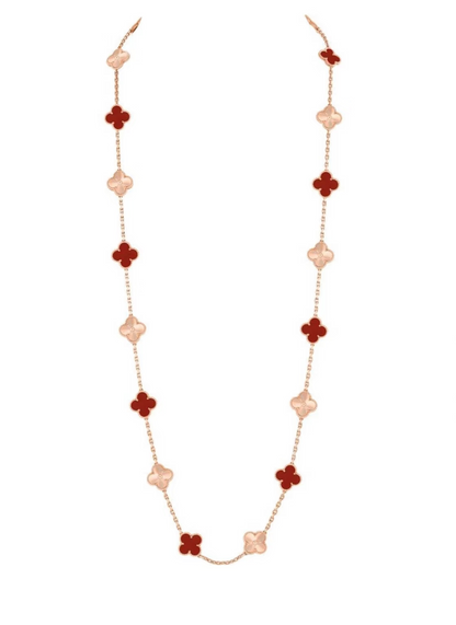 [⭐Hevara Jewelry]CLOVER 20 MOTIFS LASER CARNELIAN NECKLACE