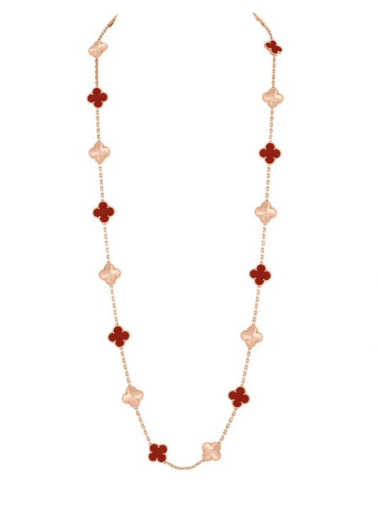 [⭐Hevara Jewelry]CLOVER 20 MOTIFS LASER CARNELIAN NECKLACE