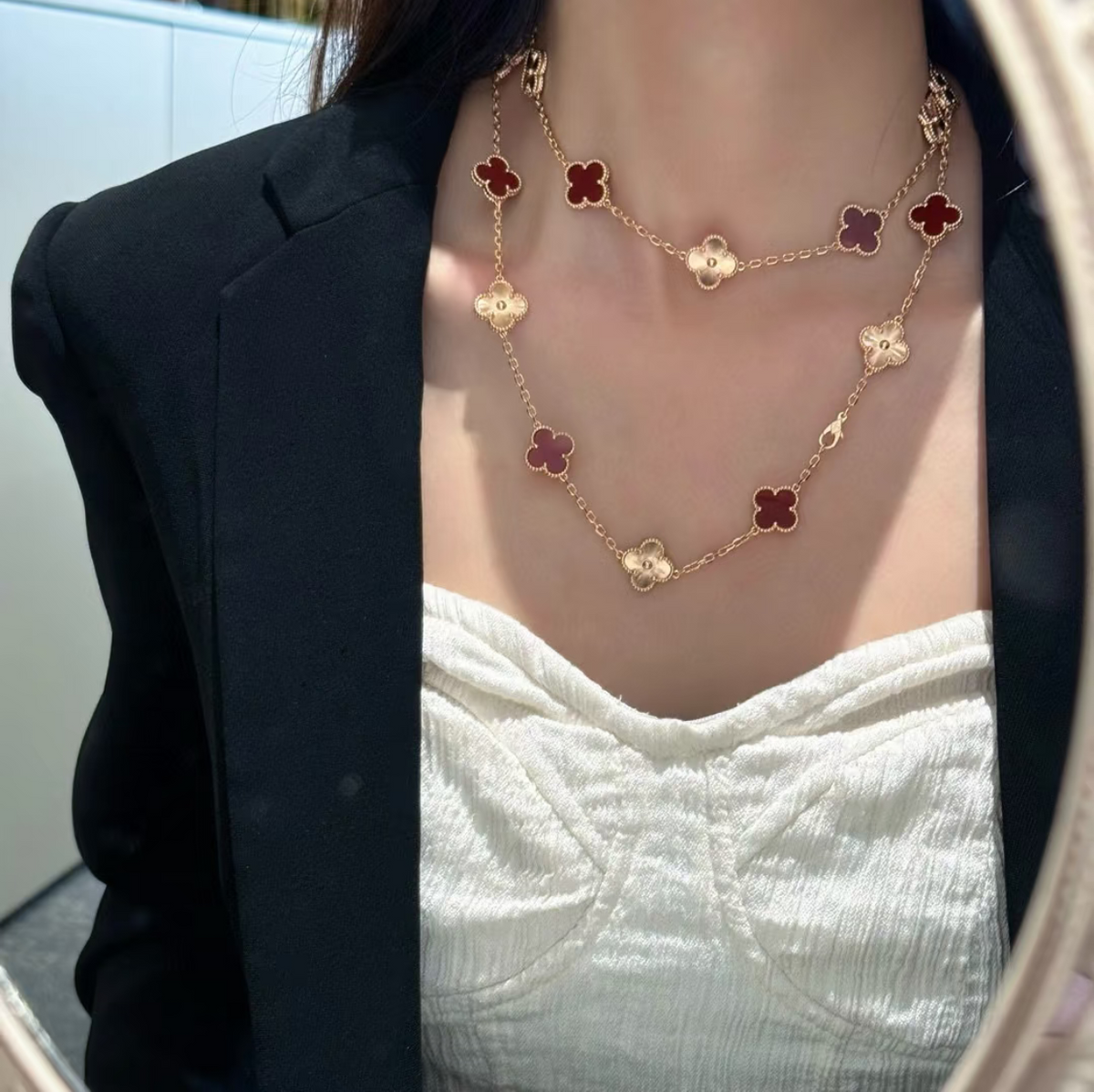 [⭐Hevara Jewelry]CLOVER 20 MOTIFS LASER CARNELIAN NECKLACE