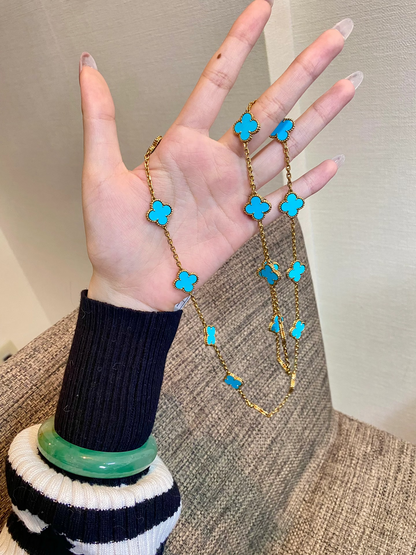 [⭐Hevara Jewelry]CLOVER 20 MOTIFS TURQUOISE GOLD