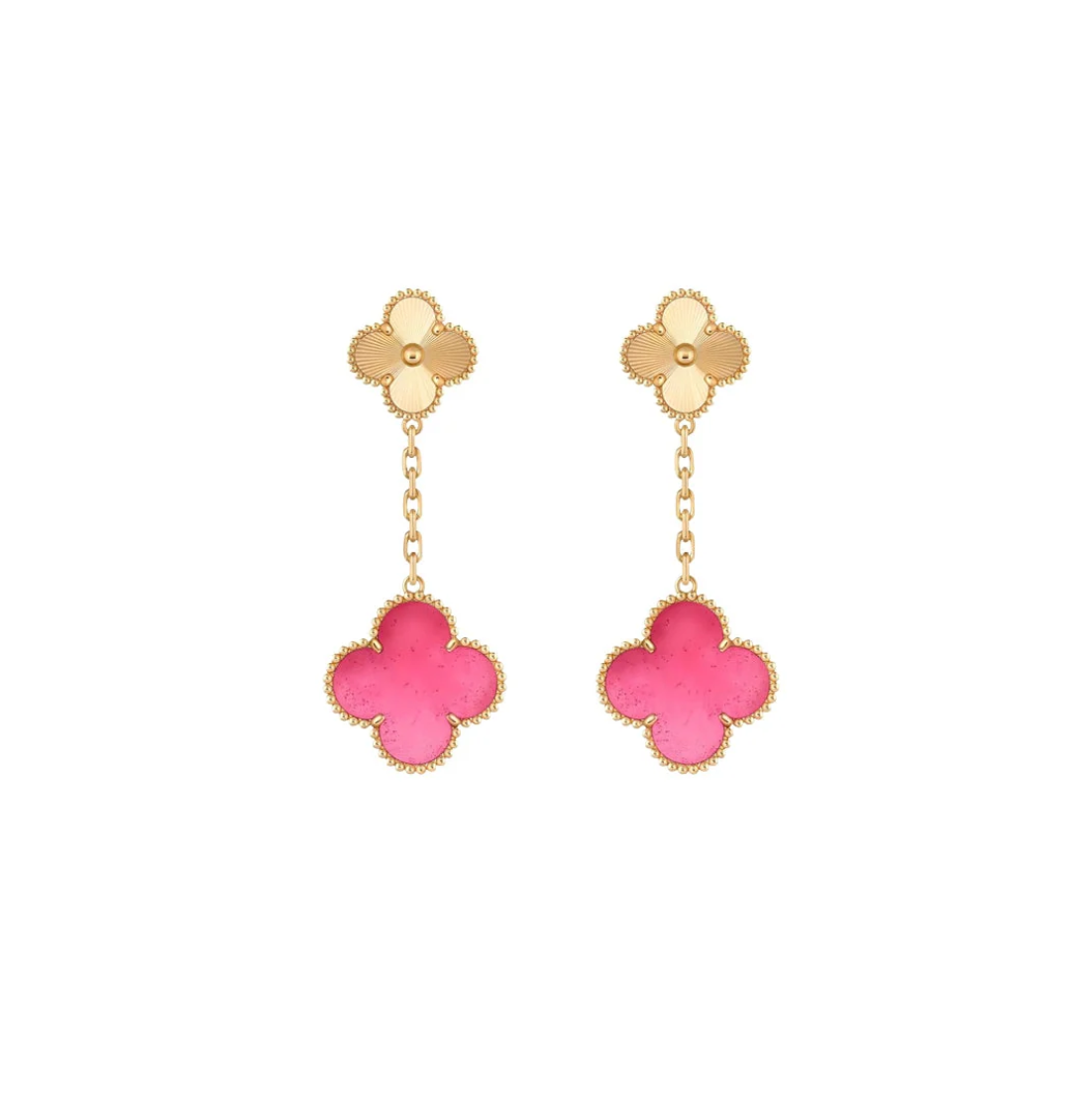 [⭐Hevara Jewelry]NEW CLOVER 2 MOTIF PINK ENAMEL EARRINGS