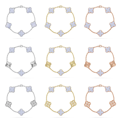 [⭐Hevara Jewelry] CLOVER 5 MOTIF PURPLE CHALCEDONY BRACELET COLLECTION