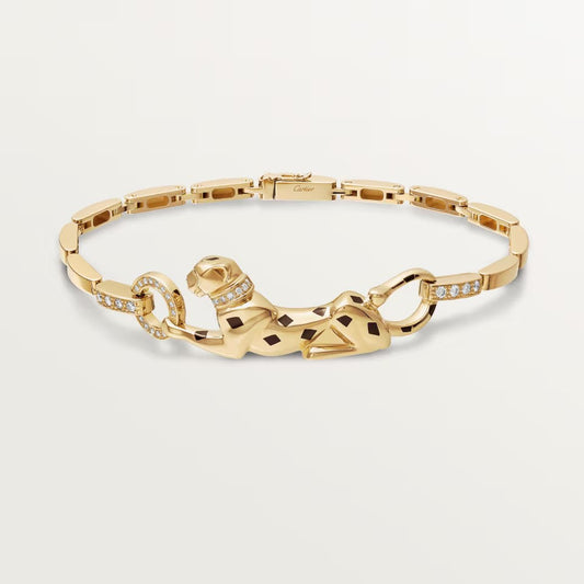 [⭐Hevara Jewelry]PANTHERE HALF DIAMOND ON CHAIN BRACELET