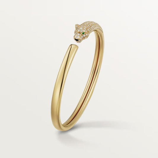 [⭐Hevara Jewelry]PANTHERE HALF DIAMOND OPEN BRACELET