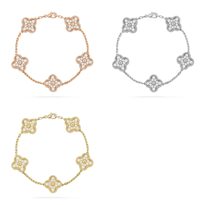 [⭐Hevara Jewelry] CLOVER 5 MOTIF FULL DIAMOND BRACELET COLLECTION