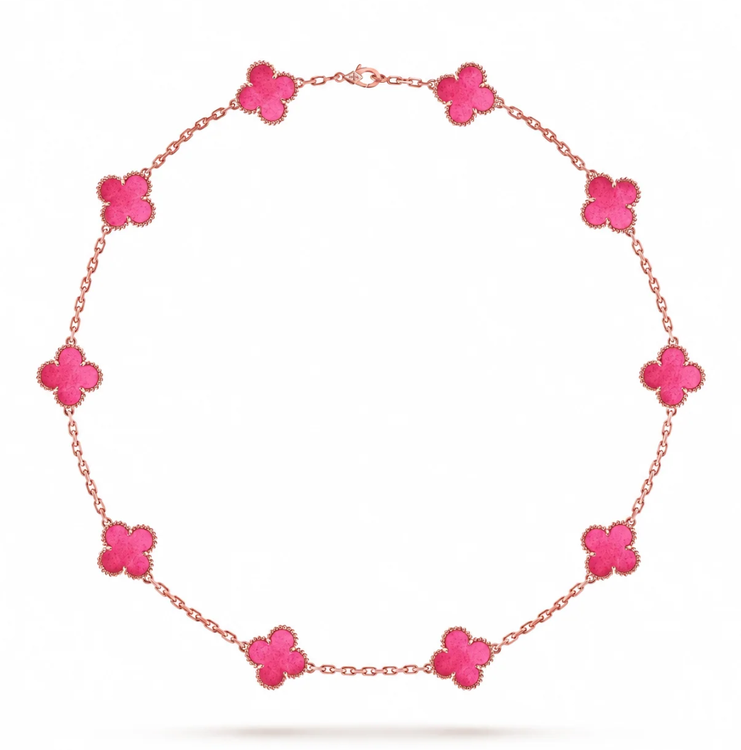 [⭐Hevara Jewelry]CLOVER 10 MOTIFS  NEW BUBBLE PINK ENAMEL