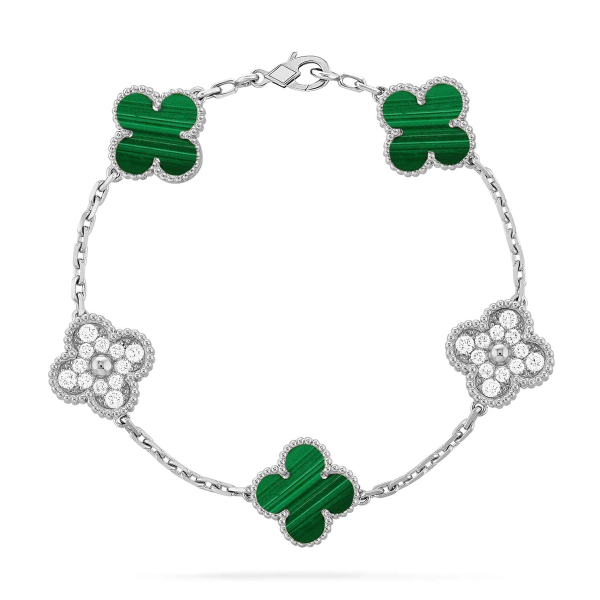 [⭐Hevara Jewelry] CLOVER 5 MOTIF MALACHITE BRACELET COLLECTION