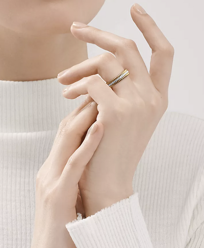 [Hevara Jewelry]ROPE TWO-ROW GOLD DIAMOND RING