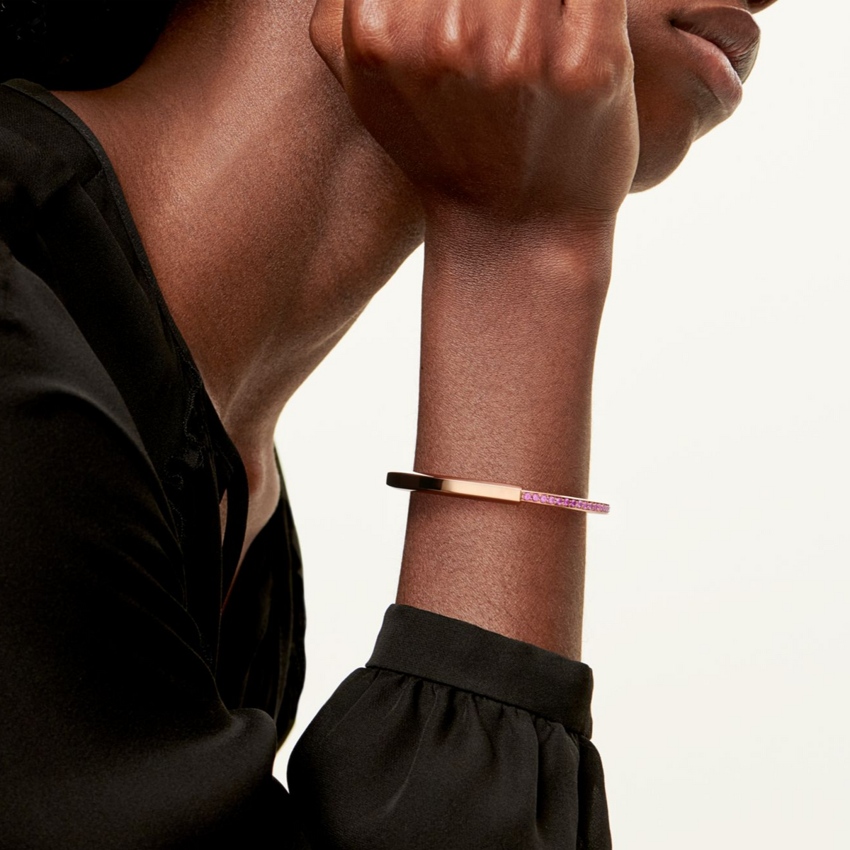 [Hevara Jewelry]LOCK BRACELET ROSE DIAMOND PINK GOLD