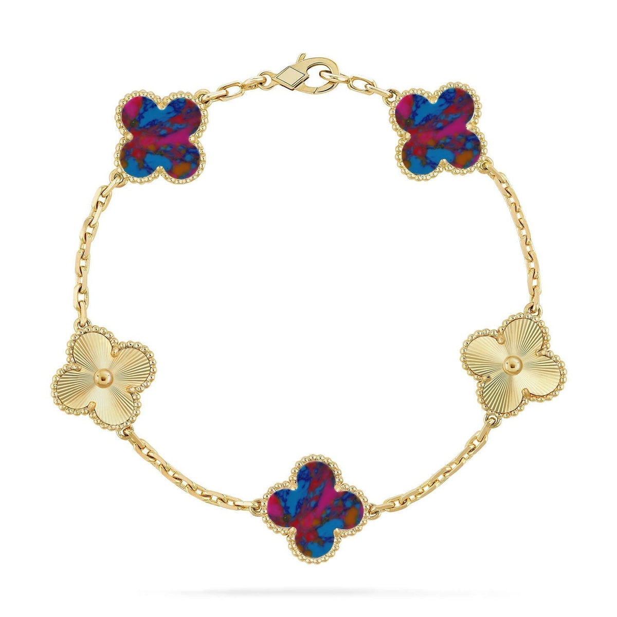 [⭐Hevara Jewelry]CLOVER 5 MOTIF COLOR GEMSTONES BRACELET COLLECTION