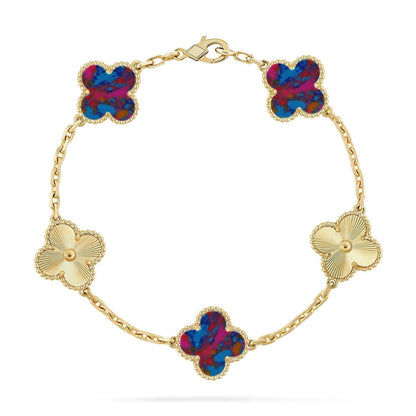 [⭐Hevara Jewelry]CLOVER 5 MOTIF COLOR GEMSTONES BRACELET COLLECTION