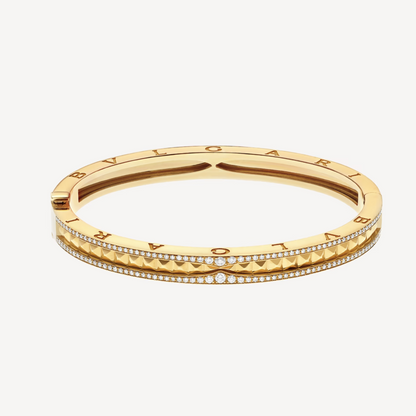 [⭐Hevara Jewelry]ZERO 1 SPIRAL AND PAVED DIAMOND GOLD BRACELET