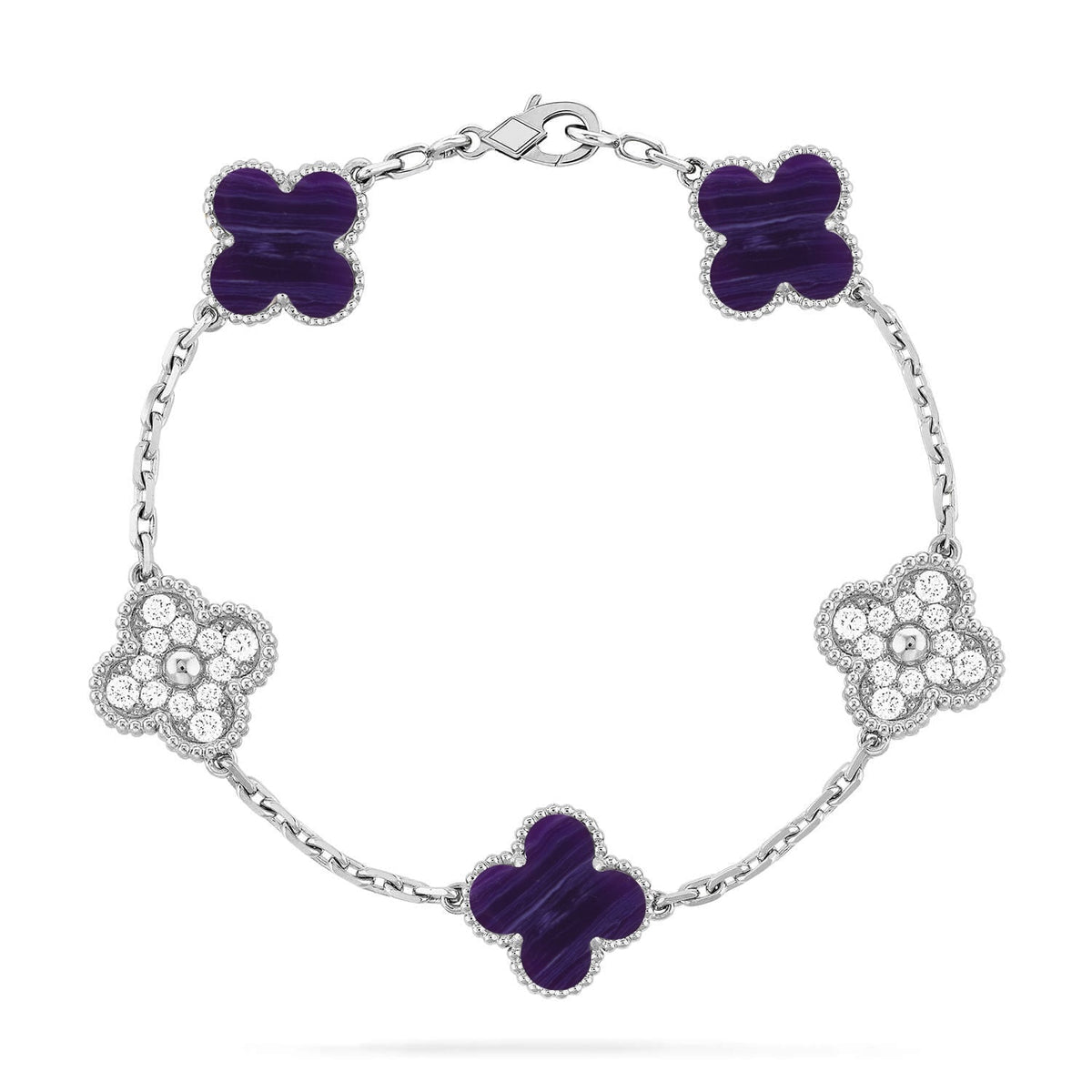 [⭐Hevara Jewelry]CLOVER 5 MOTIF PURPLE STRIPES BRACELET COLLECTION