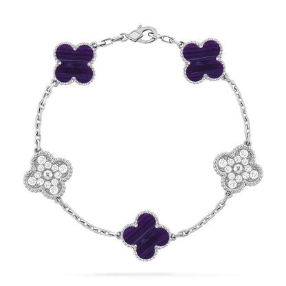 [⭐Hevara Jewelry]CLOVER 5 MOTIF PURPLE STRIPES BRACELET COLLECTION