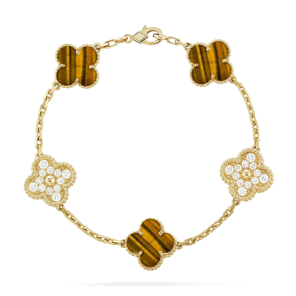 [⭐Hevara Jewelry] CLOVER 5 MOTIFS TIGER EYE BRACELET COLLECTION