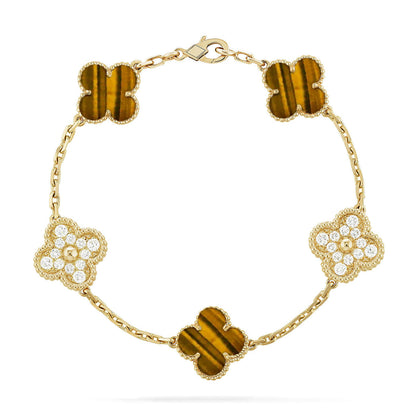 [⭐Hevara Jewelry] CLOVER 5 MOTIFS TIGER EYE BRACELET COLLECTION