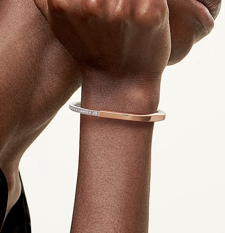 [Hevara Jewelry]LOCK BRACELET ROSE AND WHITE GOLD DIAMOND