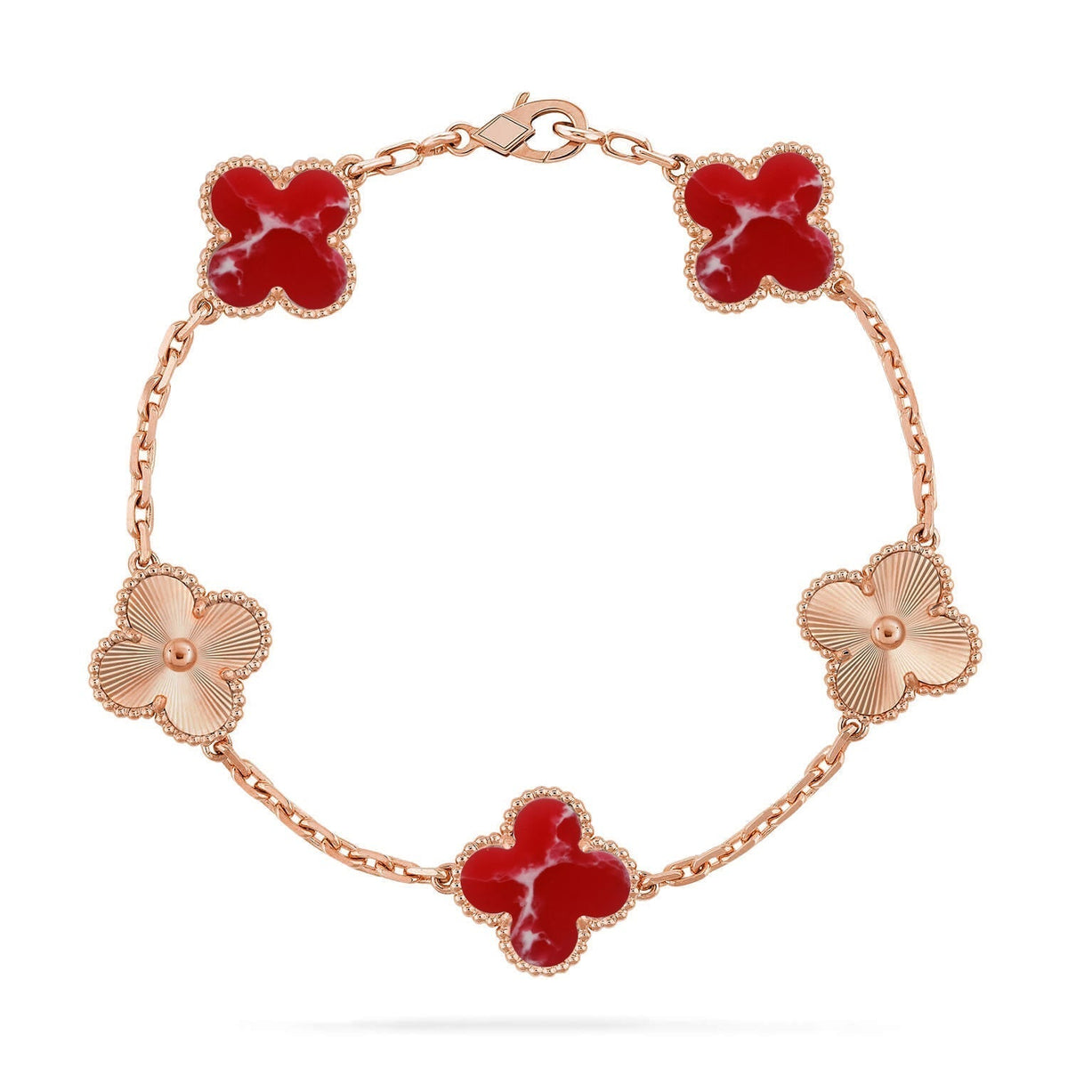 [⭐Hevara Jewelry]CLOVER 5 MOTIF RED PATTERN BRACELET COLLECTION