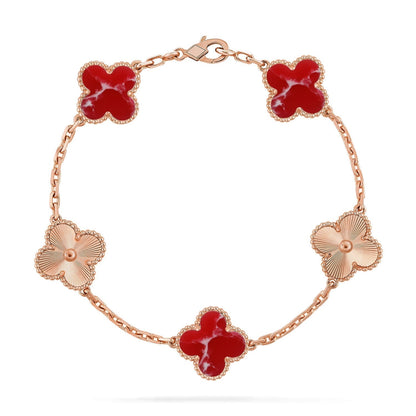 [⭐Hevara Jewelry]CLOVER 5 MOTIF RED PATTERN BRACELET COLLECTION