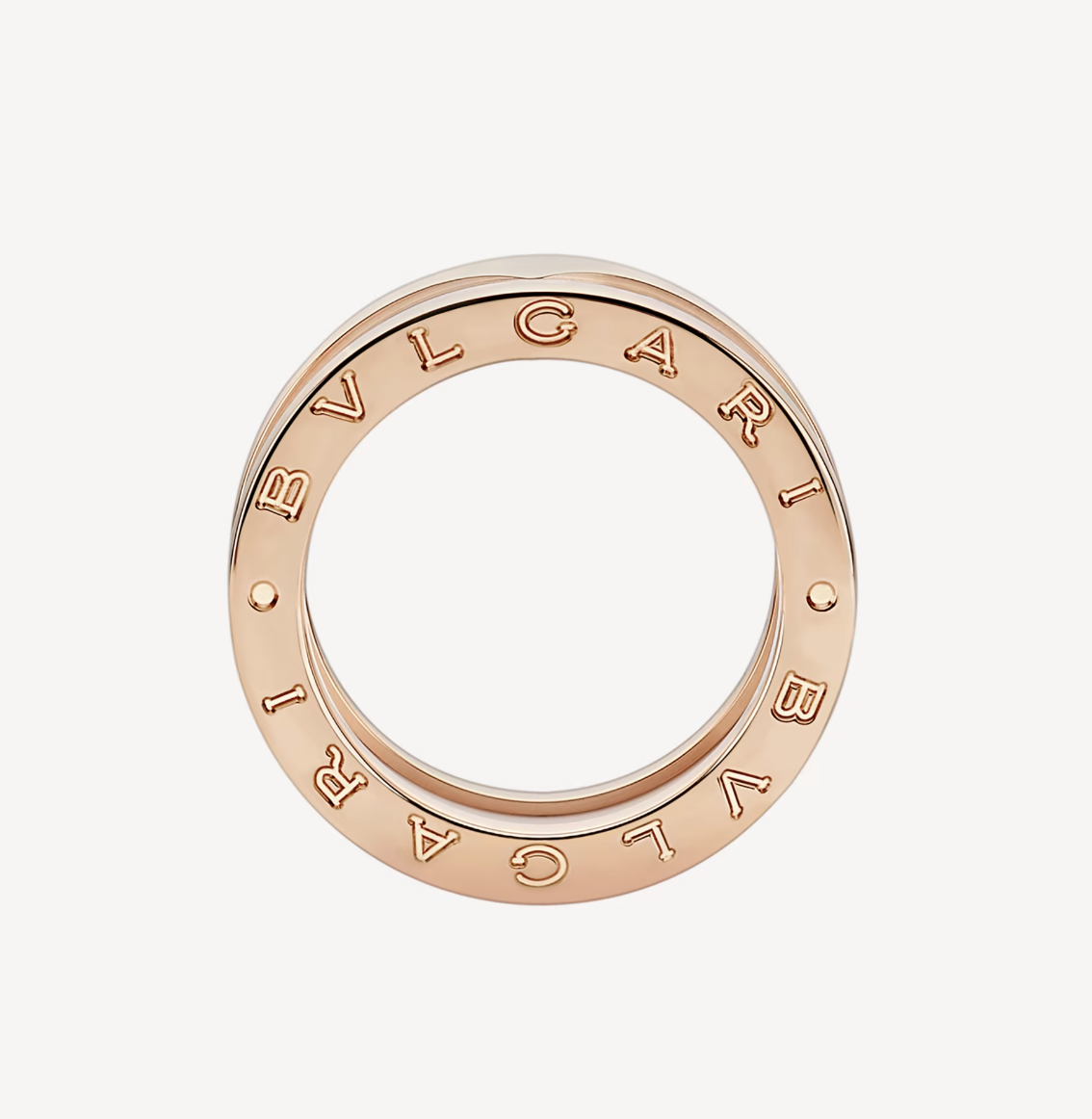 [⭐Hevara Jewelry]ZERO 1 TWO-BAND LOOPS AND WHITE CERAMIC SPIRAL PINK GOLD RING