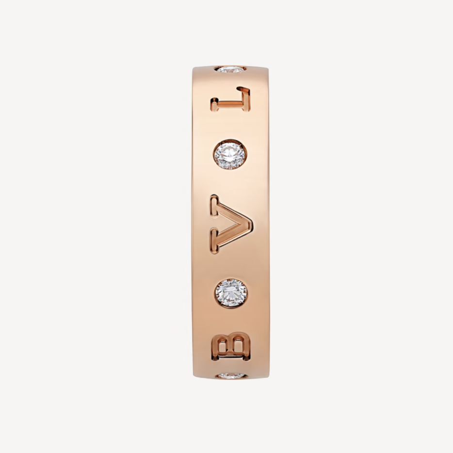 [⭐Hevara Jewelry]ZERO 1 ESSENTIAL PINK GOLD BAND WITH DIAMONDS RING