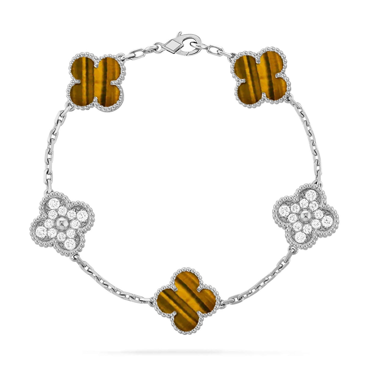 [⭐Hevara Jewelry] CLOVER 5 MOTIFS TIGER EYE BRACELET COLLECTION