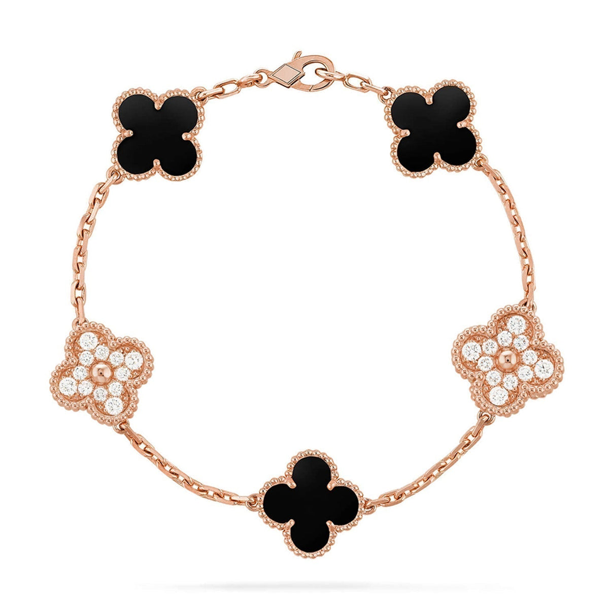 [⭐Hevara Jewelry] CLOVER 5 MOTIF ONYXS BRACELET COLLECTION
