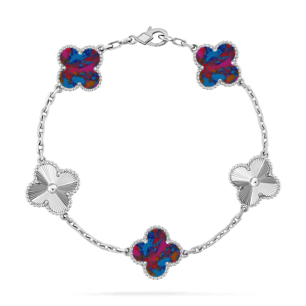[⭐Hevara Jewelry]CLOVER 5 MOTIF COLOR GEMSTONES BRACELET COLLECTION
