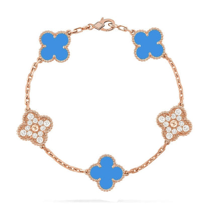 [⭐Hevara Jewelry] CLOVER 5 MOTIF BLUE AGATE BRACELET COLLECTION