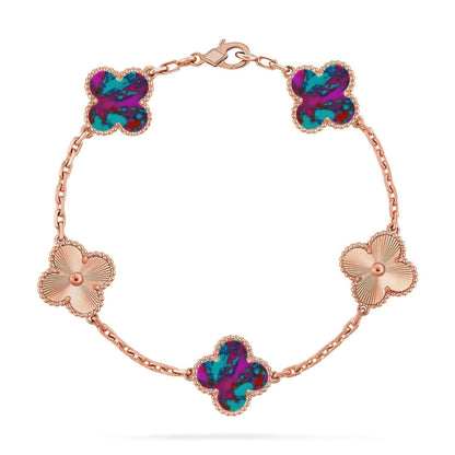 [⭐Hevara Jewelry]CLOVER 5 MOTIF COLOR GEMSTONES BRACELET COLLECTION
