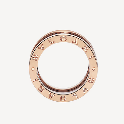 [⭐Hevara Jewelry]ZERO 1 FOUR-BAND LOOPS AND BLACK CERAMIC SPIRAL PINK GOLD RING